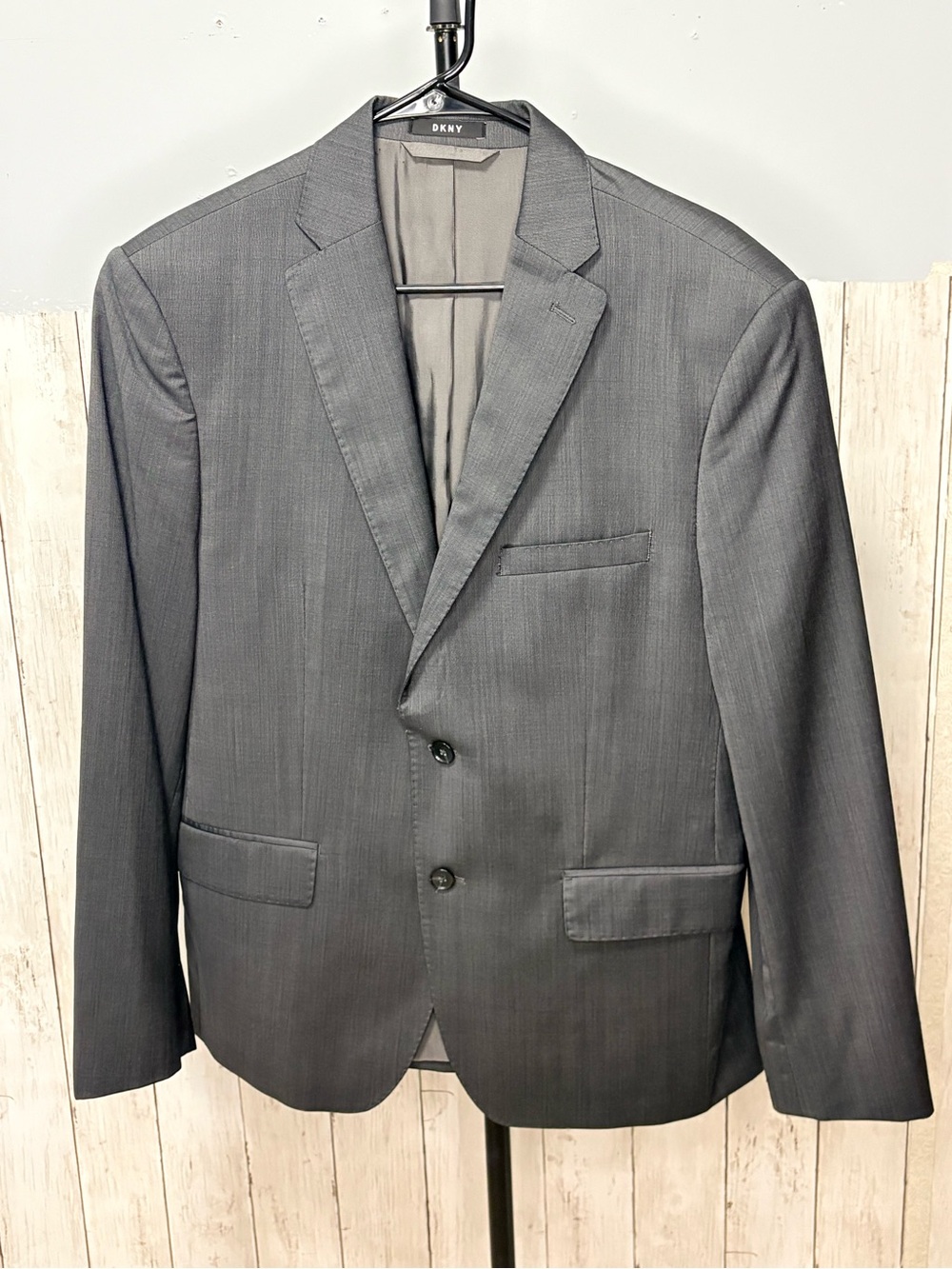 DKNY Men's Charcoal Gray Two-Button Blazer